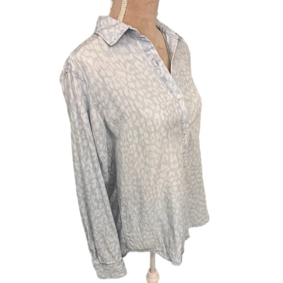 Pistola Evie Designer Button Up Blouse Shadow Leopard Size S Top MSRP $161 - Picture 8 of 13